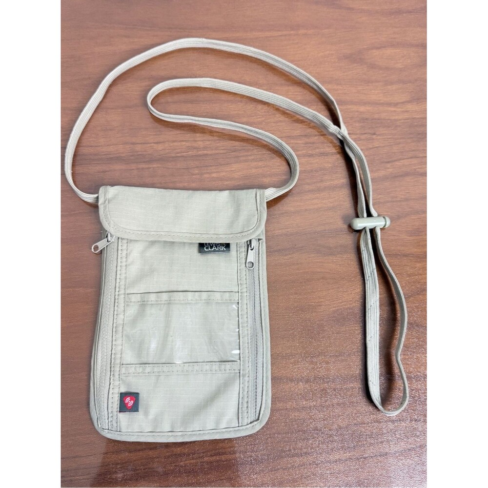 Lewis N. Clark Beige Travel Neck Pouch RFID Blocking ID Holder